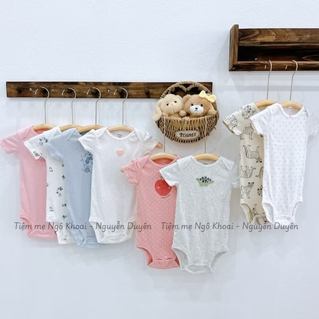 [MD195] 12-18M Bodysuit/áo liền thân ngắn tay Car.ter chất liệu cotton mềm mát cho bé xuất xịn