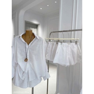 SET SƠ MI XANH TAY PHỒNG SHORT-0235