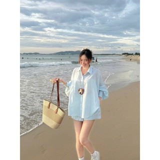 SET SƠ MI XANH TAY PHỒNG SHORT-0235