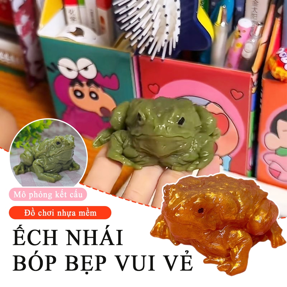 Đồ chơi ép ếch thực tế, Đồ chơi giảm căng thẳng Toad thực tế, Đồ chơi ếch xanh lá cây và vàng cho trẻ em / người lớn