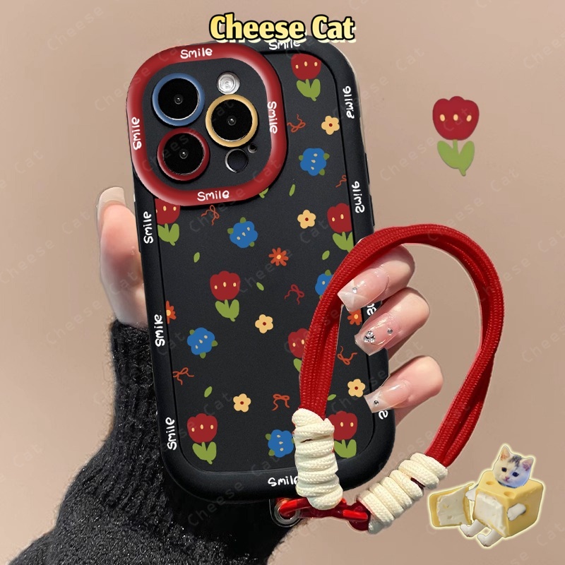 Ốp điện thoại iPhone Nơ Đỏ Hoa Tulip cho iPhone 14 13 12 11 15 16 17 Pro Max/Plus/Air Xs Max XR 7Plus