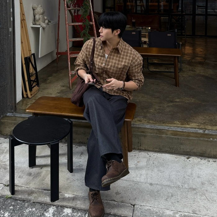 Áo Sơ Mi Caro Nam Halley Hàn Quốc - Sơ Mi Dài Tay Form Rộng Khoác Ngoài Đi Cafe Dạo Phố A56