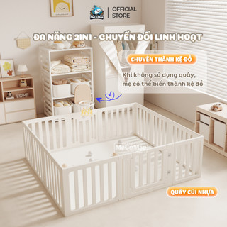 Quây Cũi Nhựa Pakey BabyHome Cho Bé Tặng Bóng+Thảm+Bóng Rổ, Quây Nhựa Cố Định Cao 61cm, Chất Liệu Nhựa HDPE An Toàn