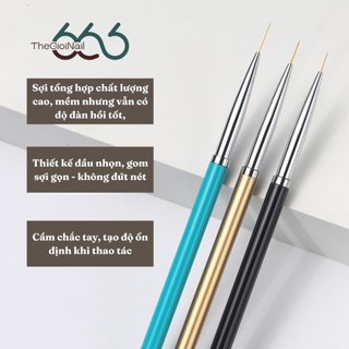 Set 3 Cọ Vẽ Nail Nét Mảnh Cao Cấp – Cọ Line Siêu Nhỏ, Cọ Mảnh Lông Sợi Mịn Đàn Hồi, Vẽ Hoa Văn Chính Xác Cọ Nét Nail666