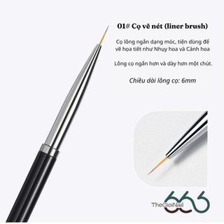 Set 3 Cọ Vẽ Nail Nét Mảnh Cao Cấp – Cọ Line Siêu Nhỏ, Cọ Mảnh Lông Sợi Mịn Đàn Hồi, Vẽ Hoa Văn Chính Xác Cọ Nét Nail666