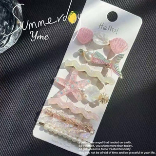 🌸 Set Kẹp Tóc Nàng Tiên Cá Pastel – Kẹp Tóc Ngọc Trai, Sao Biển, Vỏ Sò Siêu Xinh 🌊