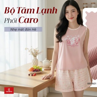 6BFN01 Đồ Bộ Nữ 𝐂𝐀𝐑𝐃𝐈𝐍𝐀 Chất tăm lạnh Cao Cấp Quần đùi Áo sát nách phối caro Nhẹ Nhàng Nữ Tính