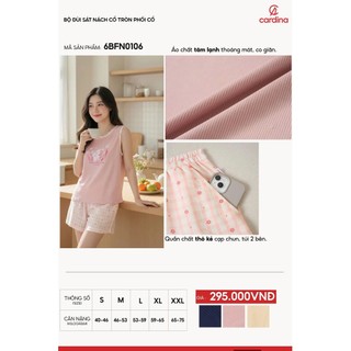 6BFN01 Đồ Bộ Nữ 𝐂𝐀𝐑𝐃𝐈𝐍𝐀 Chất tăm lạnh Cao Cấp Quần đùi Áo sát nách phối caro Nhẹ Nhàng Nữ Tính