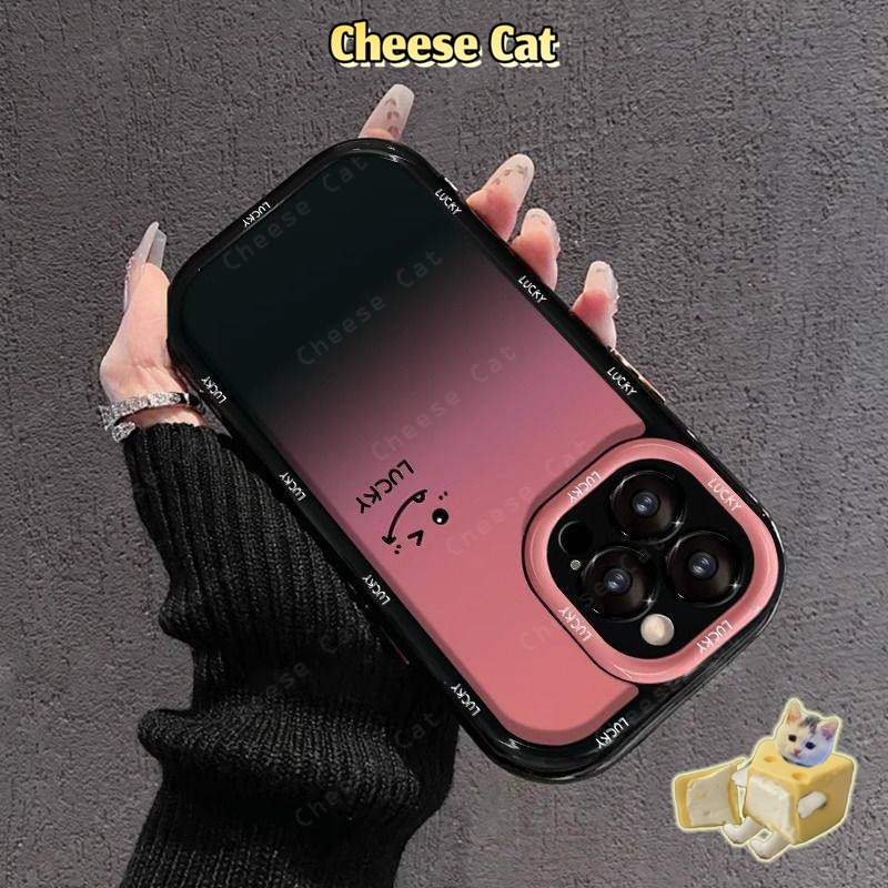 Ốp điện thoại hình mặt cười chuyển màu tím gradient cho iPhone 14 13 12 11 15 16 17 Pro Max/Plus/Air Xs Max XR 7 Plus