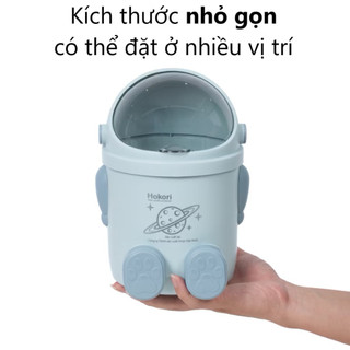 Thùng rác robot mini HOKORI nhựa VIỆT NHẬT có nắp trong suốt,Thùng rác để bàn, phòng ngủ, ô tô 5268