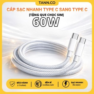 [TẶNG QUE CHỌC SIM] Cáp Sạc Dù Type C To Type C 60W Siêu Bền – Hỗ Trợ Sạc Nhanh PD 15 16 17/Samsung/Redmi/Xiaomi/Oppo
