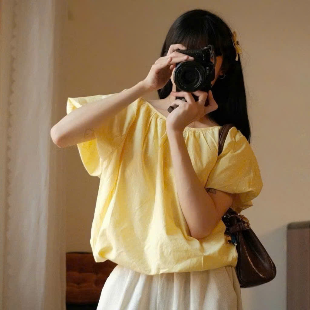 Áo Blouse Nữ Bubble Top Hàn Quốc – Form Rộng Tôn Dáng, Tay Phồng Xinh Joolate 1675