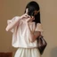Áo Sơ Mi Nữ Cổ Tròn Tay Phồng Hari Dáng Bí Bubble Top Dễ Thương Tôn Dáng Form Rộng Phong Cách Hàn Quốc 1675 P4
