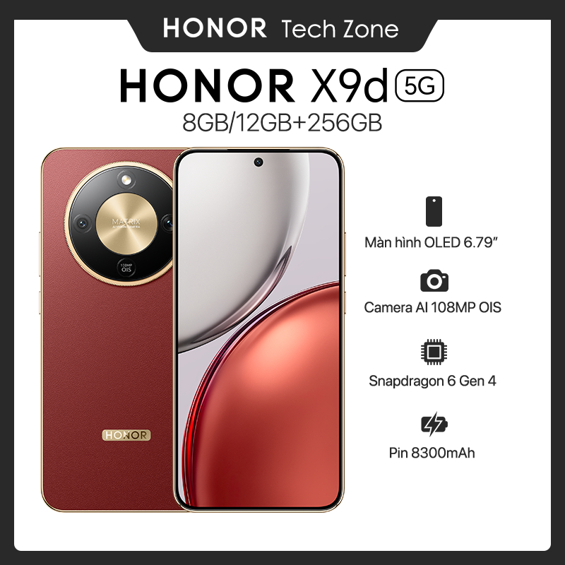 Điện Thoại Honor X9d 5G 8GB/12GB + 256GB/512GB | Pin 8300mAh | Camera AI OIS 108 MP | Bảo Hành 24 Tháng