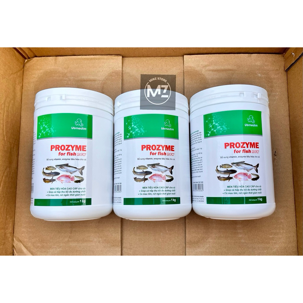 (COMBO 3 VÀ 6 HỘP) Men tiêu hoá Prozyme For Fish New bổ sung vitamin và enzyme cho Cá, Ếch, Lương, Ba Ba...Hộp (1kg)