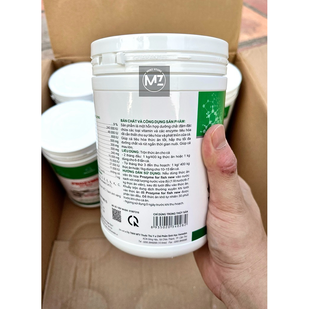 (COMBO 3 VÀ 6 HỘP) Men tiêu hoá Prozyme For Fish New bổ sung vitamin và enzyme cho Cá, Ếch, Lương, Ba Ba...Hộp (1kg)