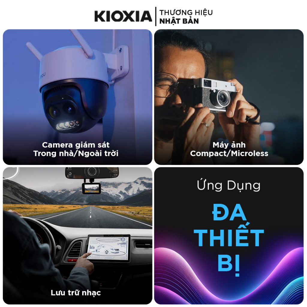 Thẻ nhớ MicroSD KIOXIA cao cấp 32GB/64GB/128GB/256GB U1 100MB/s cho điện thoại, camera FHD-BH 5 năm