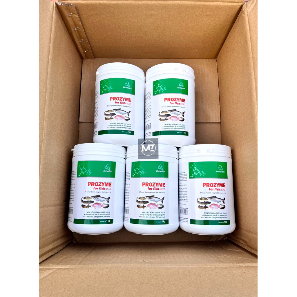 (COMBO 3 VÀ 6 HỘP) Men tiêu hoá Prozyme For Fish New bổ sung vitamin và enzyme cho Cá, Ếch, Lương, Ba Ba...Hộp (1kg)