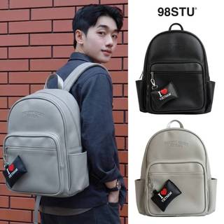 Balo da 98STU Local Brand Chính Hãng Basic Backpack Da PVC Đựng Vừa Laptop 15 Inch chống nước tặng kèm charm