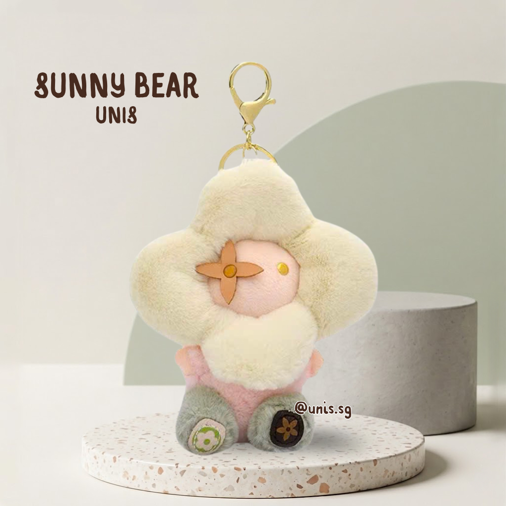 Móc Khóa Gấu Bông Hình Hoa Hướng Dương Dễ Thương "Sunny Bear" – Charm Treo Túi Xách/ Balo | Unis