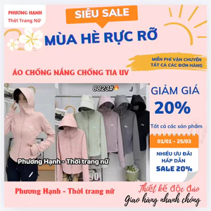 Áo Chống Nắng Nữ Chất Su Mát Lạnh Có Mũ Vành Khóa Túi Chống Tia UV Cực Tốt Áo Khoác Chống Nắng Nữ Đẹp Size L XL 40-55kg