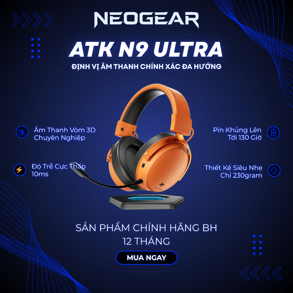 ⚡Tai Nghe Gaming Không Dây ATK N9 Pro/Ultra | Hi-Res 40KHz | Spatial ...
