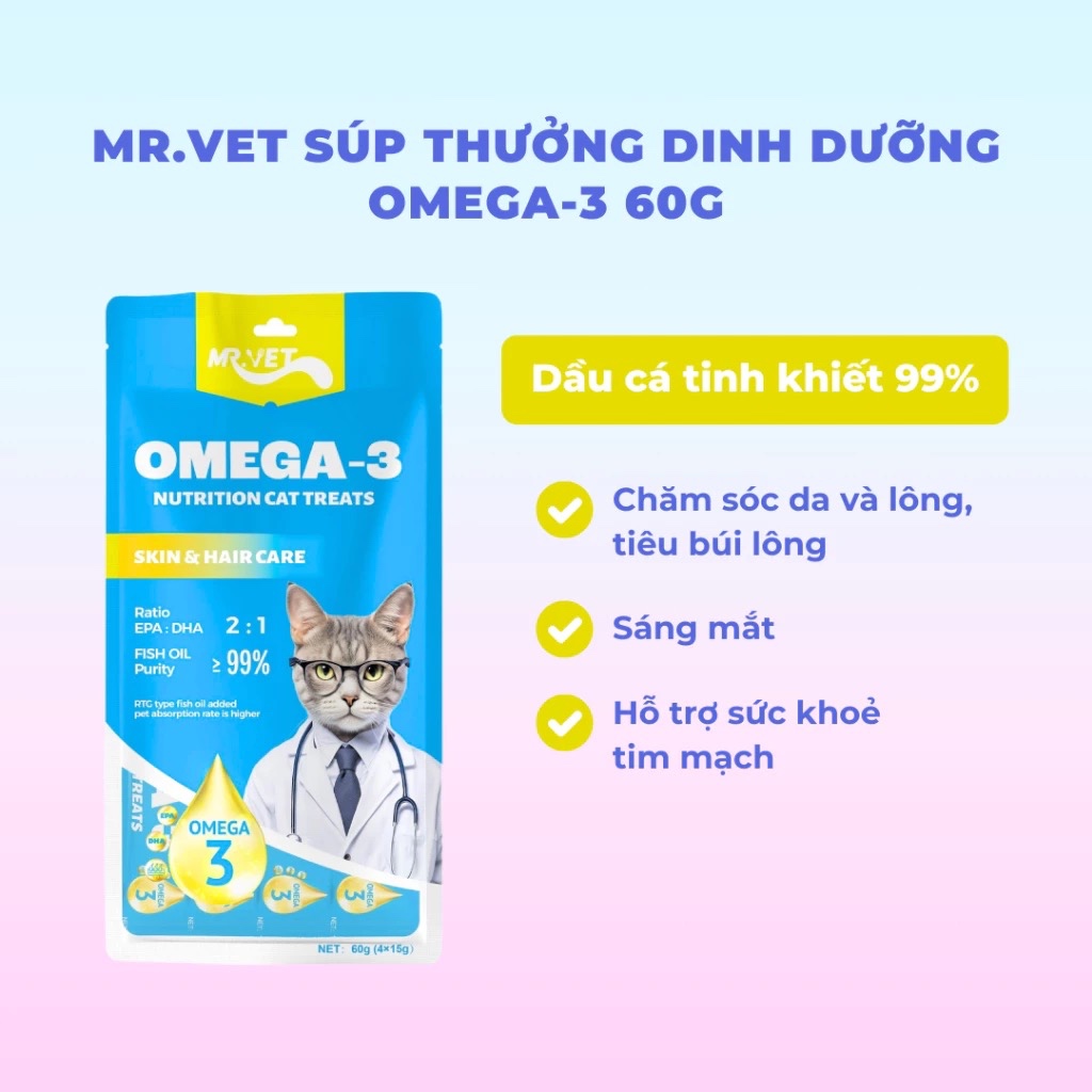 Thức ăn cho mèo MR.VET súp thưởng gói 60G (4 thanh 15G) bổ sung chất dinh dưỡng