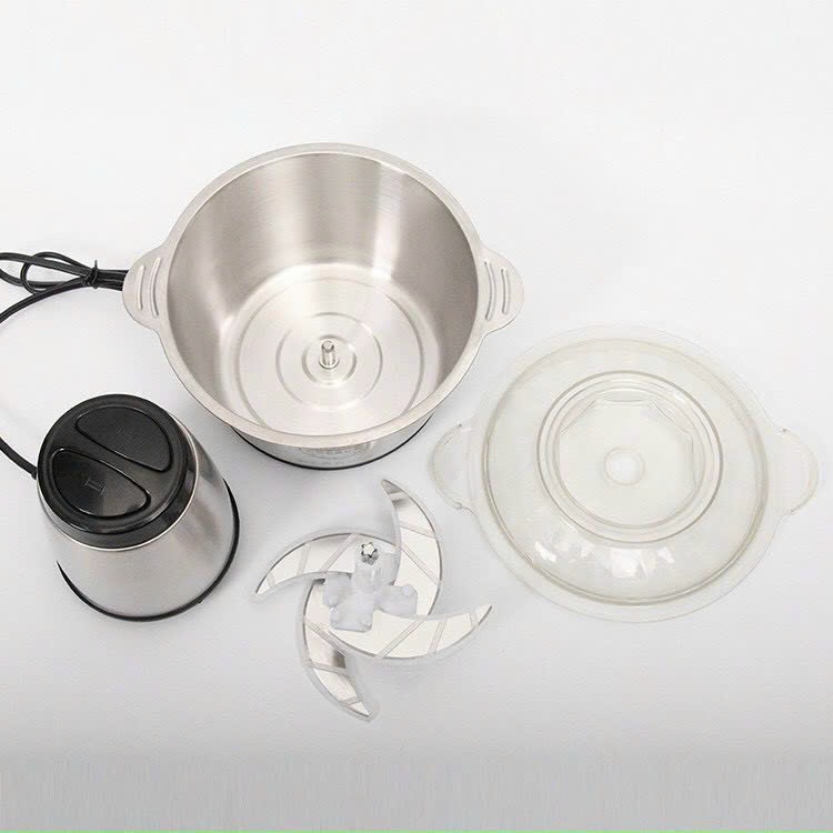 Máy xay thịt xay thực phẩm đa năng cối inox dung tích 2L dao 4 lưỡi công suất 250W cực khoẻ