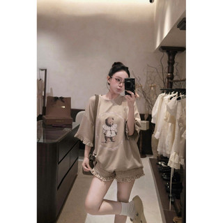 •𝙆𝙞𝙣𝙜𝙨𝙝𝙤𝙥𝙗𝙚𝙖𝙪𝙩𝙮•Set Cộc Áo Phông Nâu Mix Quần Kẻ QC