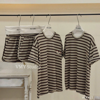 VMY Studio - Set bộ quần áo kẻ mềm mịn thêu ngựa không nóng co dãn thoải mái hàng QCCC nữ