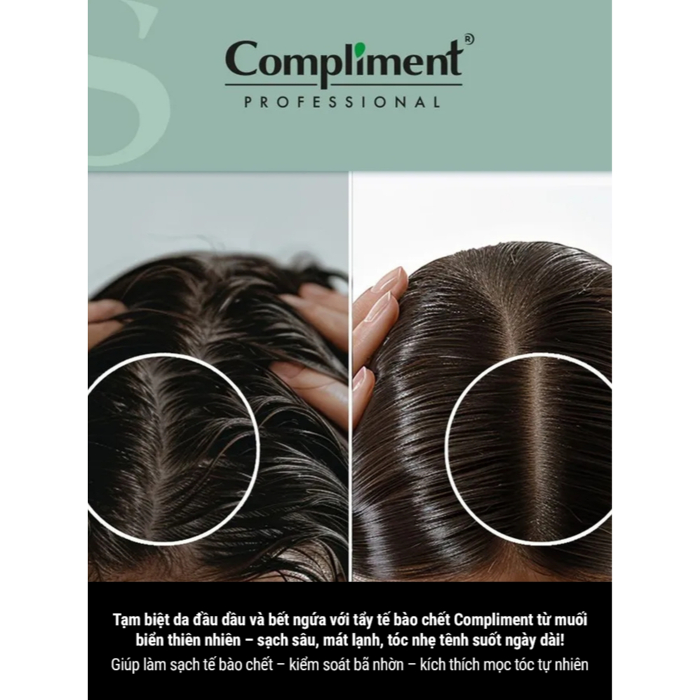 Tẩy tế bào chết da đầu Compliment Scalp Expert muối biển 300ml – Giúp sạch dầu, giảm ngứa, mượt tóc