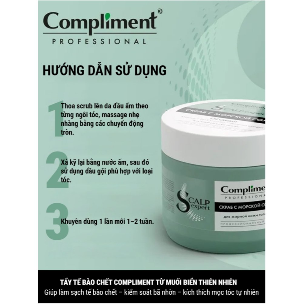 Tẩy tế bào chết da đầu Compliment Scalp Expert muối biển 300ml – Giúp sạch dầu, giảm ngứa, mượt tóc