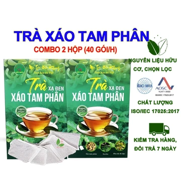 80 gói trà xáo tam phân xạ đen Bảo Khang, trà túi lọc xạ đen + xáo tam phân + hoa đu đủ đực