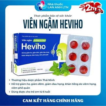 KẸO NGẬM HO KHÔNG ĐƯỜNG HEVIHO - Giúp giảm ho, đau họng, khản tiếng do viêm họng, viêm phế quản.