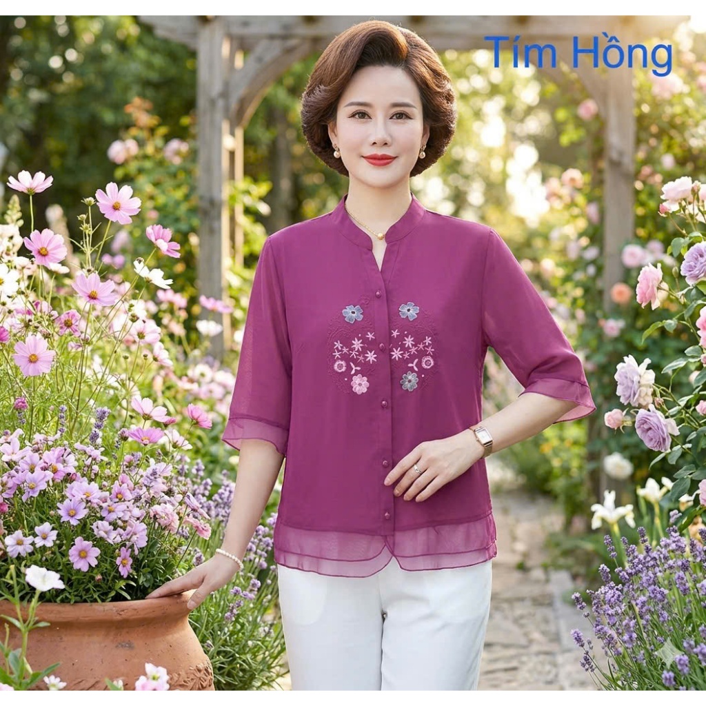 N01 - Áo Kiểu Nữ . Chất liệu mềm mại, thoáng mát, Thích hợp mặc mùa hè. ( Áo Thêu Hoa Tỉ Mỉ )