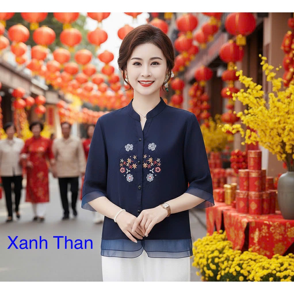 N01 - Áo Kiểu Nữ . Chất liệu mềm mại, thoáng mát, Thích hợp mặc mùa hè. ( Áo Thêu Hoa Tỉ Mỉ )