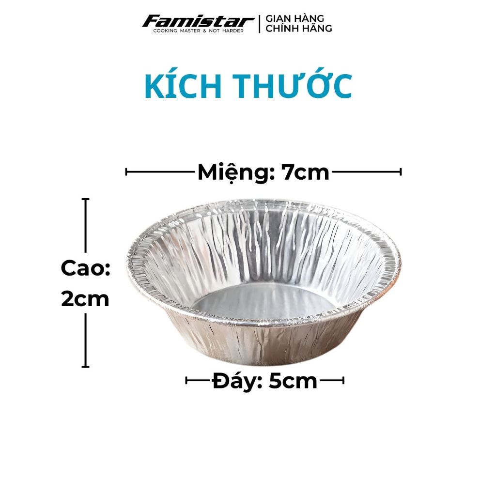 Combo 200 chén khay giấy bạc nướng FAMISTAR, khuôn làm bánh tart giấy bạc nướng GB