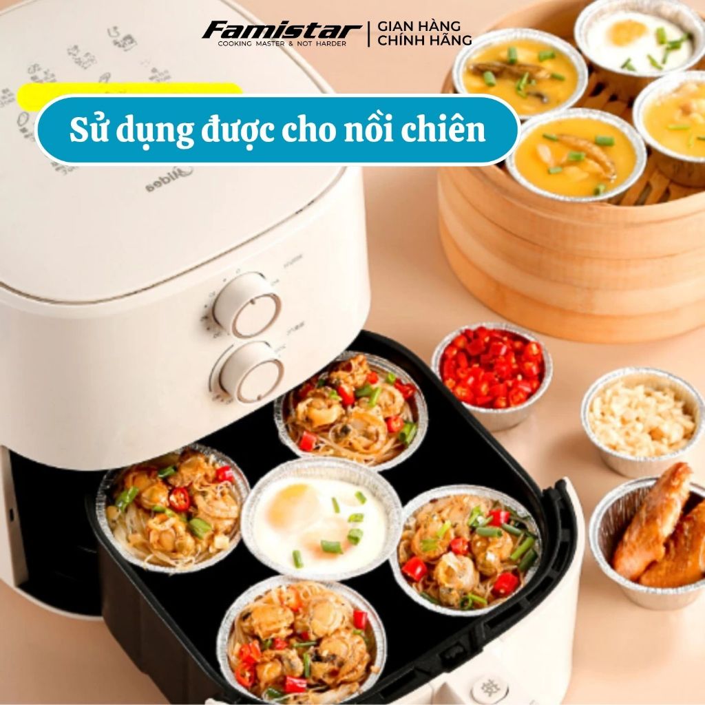 Combo 200 chén khay giấy bạc nướng FAMISTAR, khuôn làm bánh tart giấy bạc nướng GB