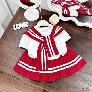 SÉT BỘ VÁY XẾP LY ( CÓ KHĂN ) CỰC XINH XẮN DÀNH CHO BÉ GÁI ,CHẤT LIỆU COTTON MỀM MẠI , SZ TỪ 9-44KG