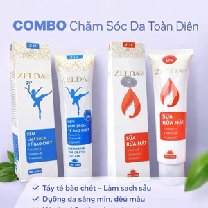 Combo Zelda Z17 + Z18 – Tẩy Tế Bào Chết 250g & Sữa Rửa Mặt 120g | Làm Sạch Sâu – Dưỡng Sáng – Mịn Da