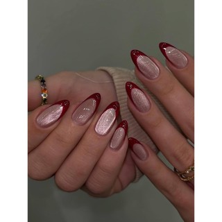 Nailbox Thiết Kế Mắt Mèo Phối French Đỏ Kiểu Pháp