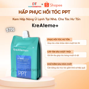 Hấp Phục Hồi, Khử Kiềm PPT KreAteme+ Chính Hãng 970g – Dành Cho Tóc Hư Tổn, Hấp Nóng Ủ Lạnh Tại Nhà