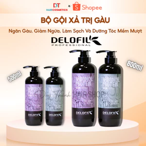 Bộ Gội Xả Mềm Mượt Sạch Gàu Delofil 500/800ml - Ngăn Gàu Hiệu Quả, Dưỡng Tóc Chắc Khỏe, Mềm Mượt.