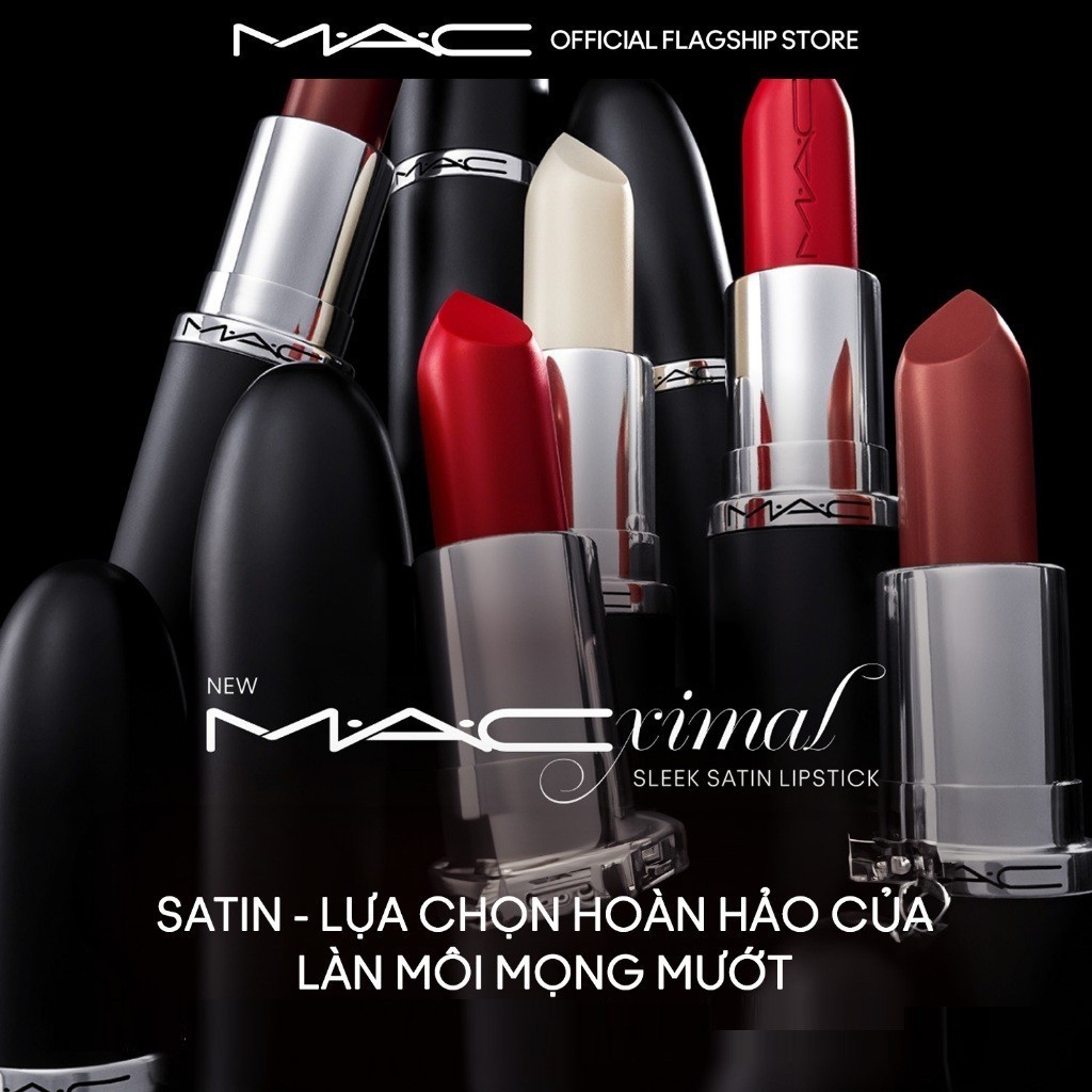Son MACximal Sleek Satin không chỉ mang đến chất son satin căng bóng, mềm mượt mà còn duy trì độ dưỡng ẩm môi trong 8h | BigBuy360 - bigbuy360.vn