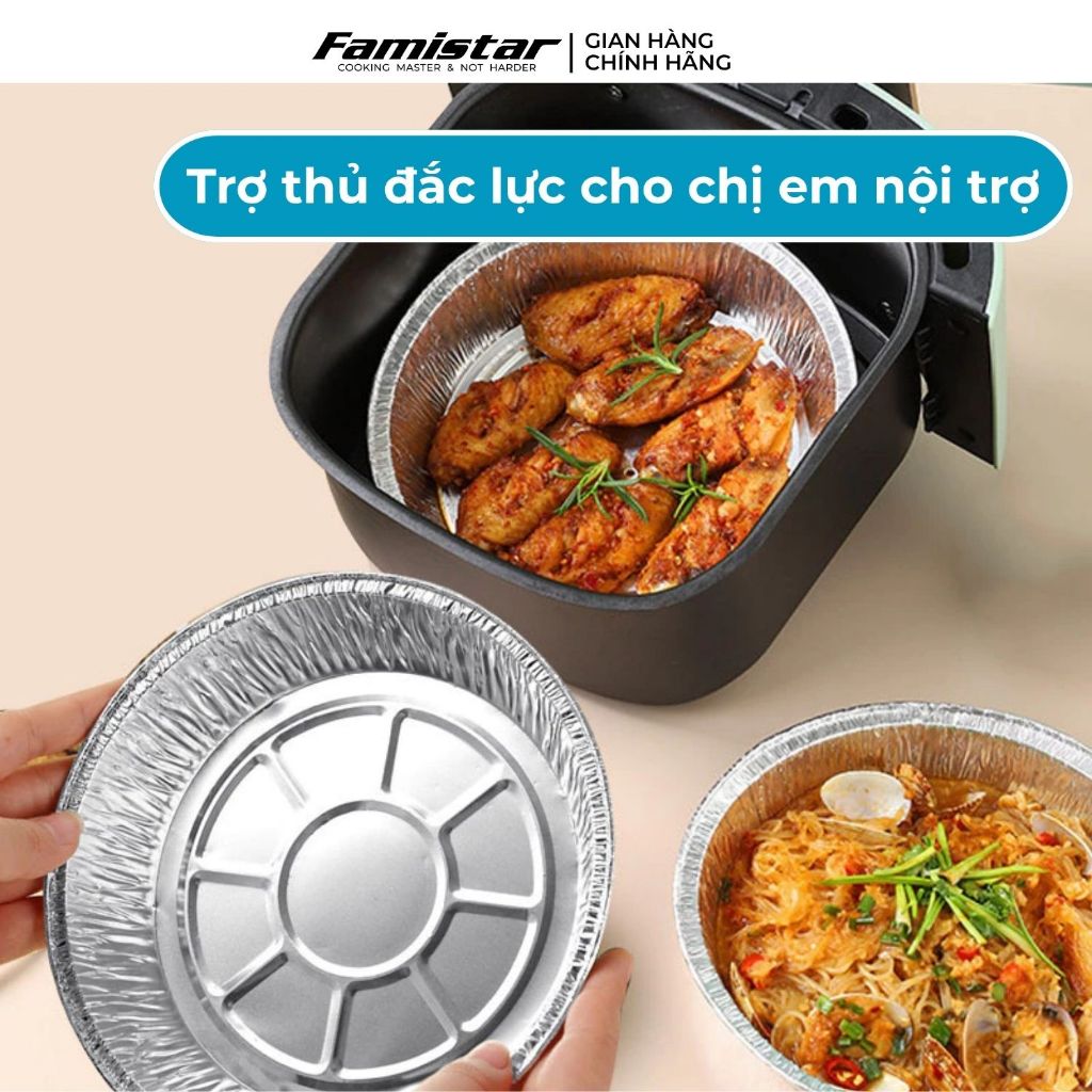 Combo 40 khay bạc lót nồi chiên không dầu FAMISTAR, khay giấy bạc, khay nồi chiên không dầu GB