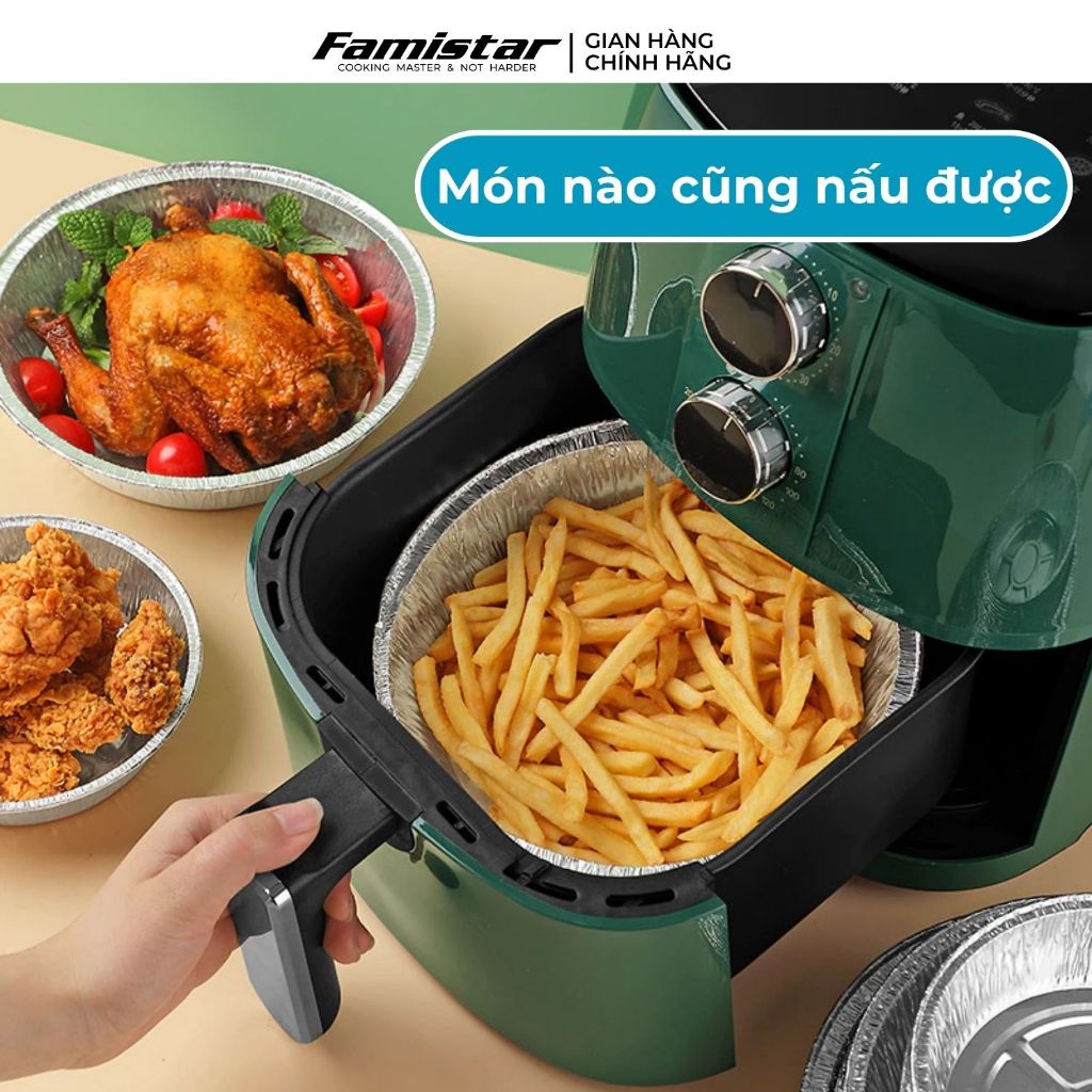 Combo 40 khay bạc lót nồi chiên không dầu FAMISTAR, khay giấy bạc, khay nồi chiên không dầu GB