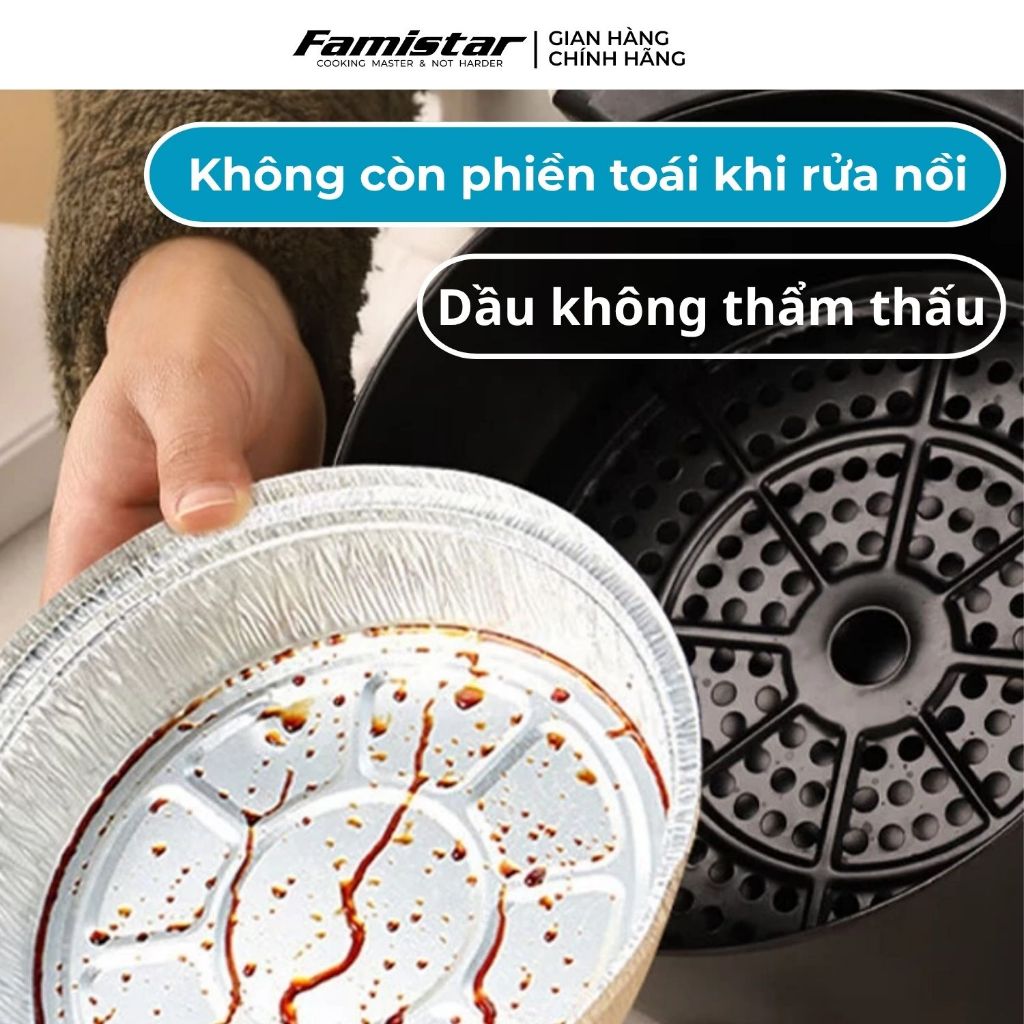 Combo 40 khay bạc lót nồi chiên không dầu FAMISTAR, khay giấy bạc, khay nồi chiên không dầu GB