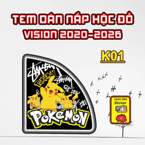 Sticker Dán Nắp Hộc Đồ Xe VISION 2020-2026 Cute - Tem Rời Trang Trí Yếm Khóa Nhựa Nhám Dễ Thương