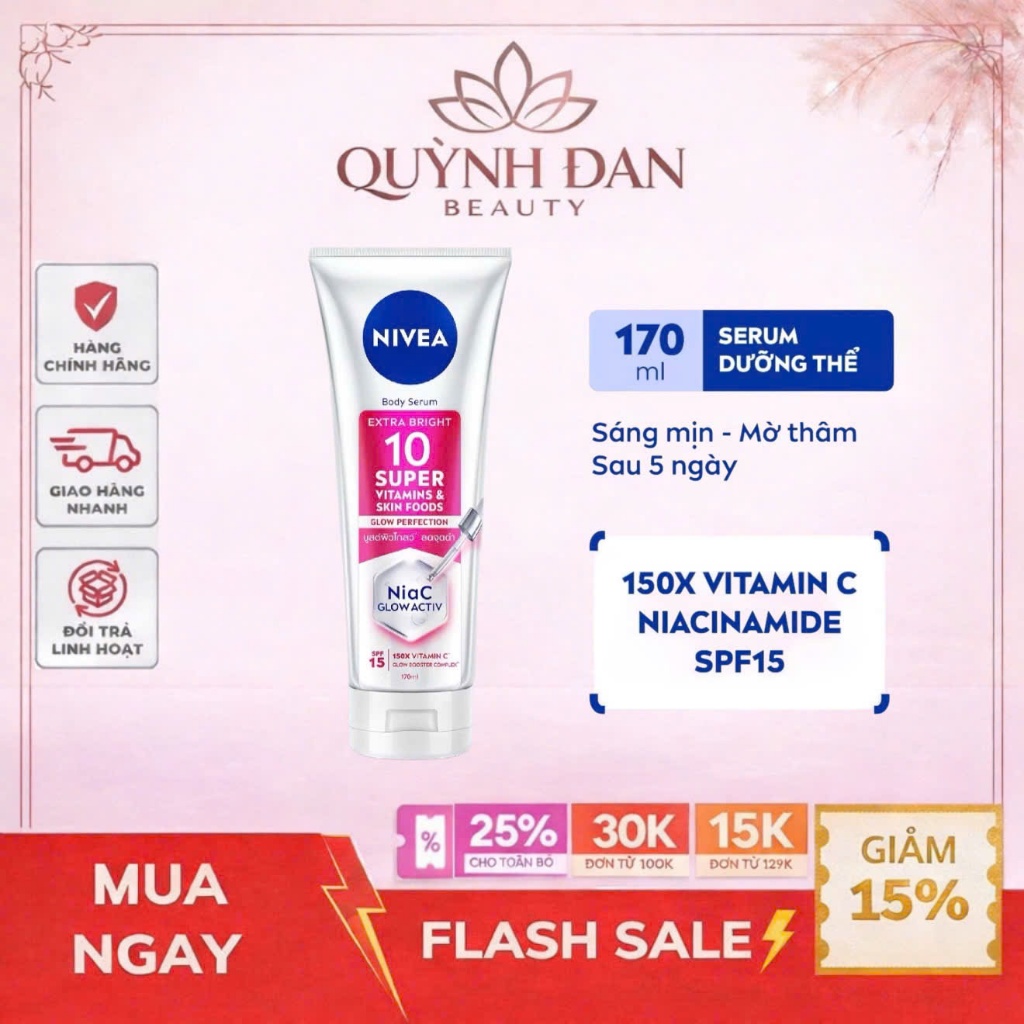 Serum Dưỡng Thể NIVEA 10 Super Vitamins & Skin Foods Sáng Da Mờ Thâm Sau 5 Ngày (170 ml)