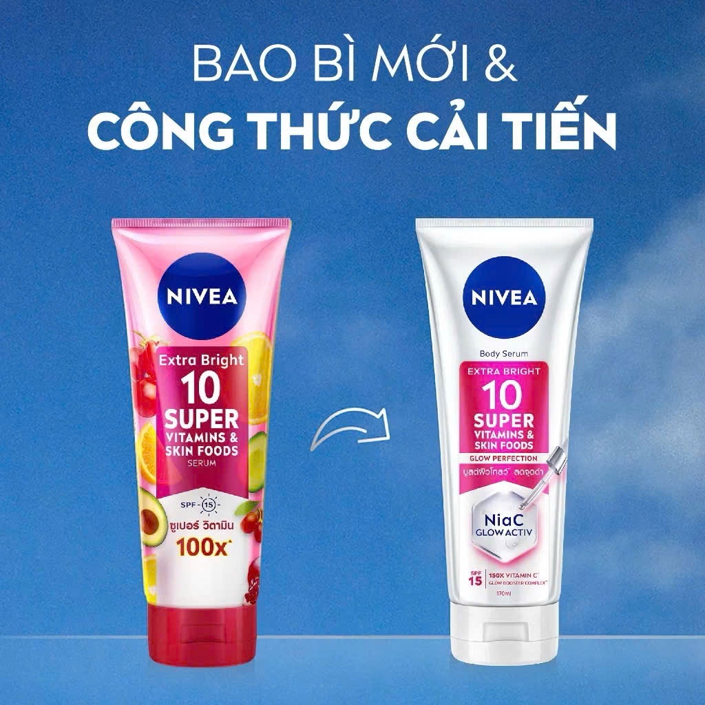 Serum Dưỡng Thể NIVEA 10 Super Vitamins & Skin Foods Sáng Da Mờ Thâm Sau 5 Ngày (170 ml)